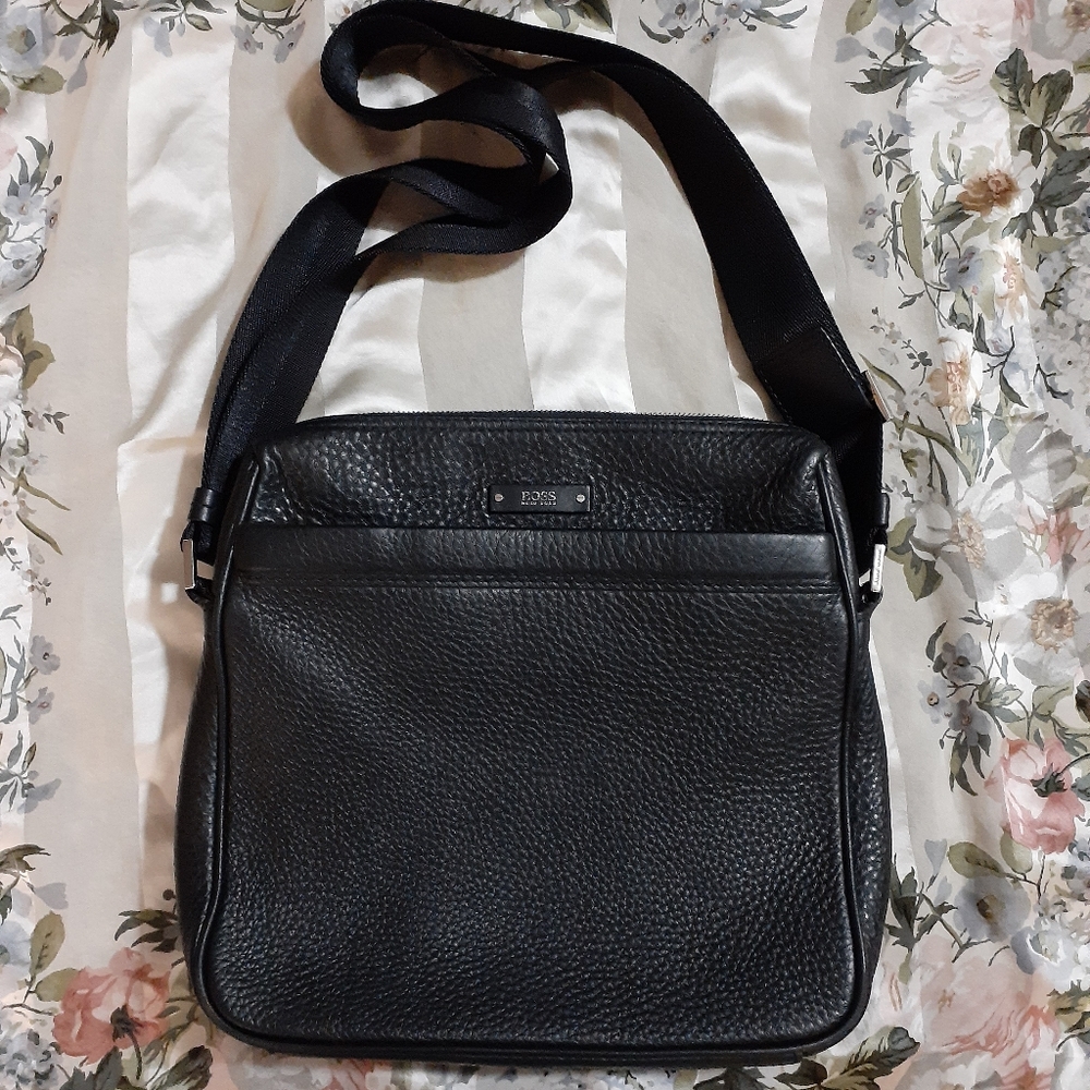 Authentic Hugo Boss leather crossbody bag